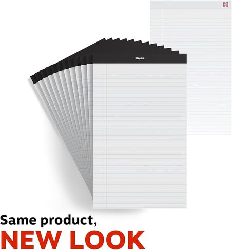 STAPLES Notepads, 8.5-inch x 14-inch (legal), Wide Ruled, White, 50 Sheets/Pad, 24/Carton (ST57342/TR573VS) in Saudi Arabia