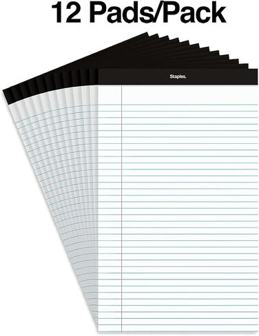 STAPLES Notepads, 8.5-inch x 14-inch (legal), Wide Ruled, White, 50 Sheets/Pad, 24/Carton (ST57342/TR573VS) in Saudi Arabia