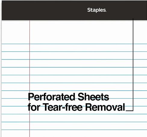 STAPLES Notepads, 8.5-inch x 14-inch (legal), Wide Ruled, White, 50 Sheets/Pad, 24/Carton (ST57342/TR573VS) in Saudi Arabia