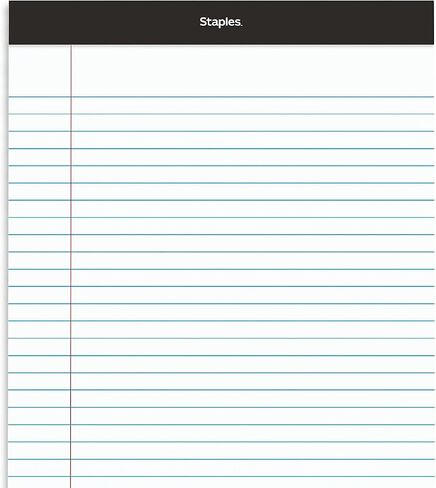 STAPLES Notepads, 8.5-inch x 14-inch (legal), Wide Ruled, White, 50 Sheets/Pad, 24/Carton (ST57342/TR573VS) in Saudi Arabia
