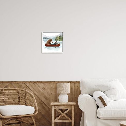 Stupell Industries Raccoon & Bear Canoeing Art Giclee مؤطر بواسطة فيكتوريا بارنز in Saudi Arabia