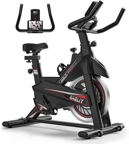 Exercise Bike-Indoor Stationary Bike for Home Gym,Workout Bike With Belt Drive,Cycling Bike With Digital Display & Comfortable Seat Cushion,Black Red in Saudi Arabia
