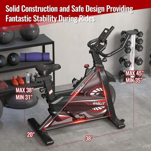Exercise Bike-Indoor Stationary Bike for Home Gym,Workout Bike With Belt Drive,Cycling Bike With Digital Display & Comfortable Seat Cushion,Black Red in Saudi Arabia