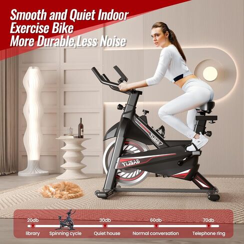 Exercise Bike-Indoor Stationary Bike for Home Gym,Workout Bike With Belt Drive,Cycling Bike With Digital Display & Comfortable Seat Cushion,Black Red in Saudi Arabia