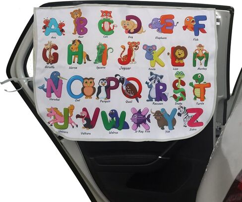 Car Window Shades for Side Windows Baby and Kids,Car Back Window Sun Shade Covers,Strong Magnetic Sunshades Curtains for Truck,27.5" x 19.5" (Animal Alphabet) in Saudi Arabia