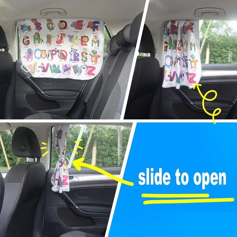 Car Window Shades for Side Windows Baby and Kids,Car Back Window Sun Shade Covers,Strong Magnetic Sunshades Curtains for Truck,27.5" x 19.5" (Animal Alphabet) in Saudi Arabia