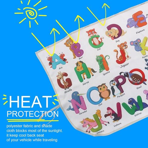 Car Window Shades for Side Windows Baby and Kids,Car Back Window Sun Shade Covers,Strong Magnetic Sunshades Curtains for Truck,27.5" x 19.5" (Animal Alphabet) in Saudi Arabia