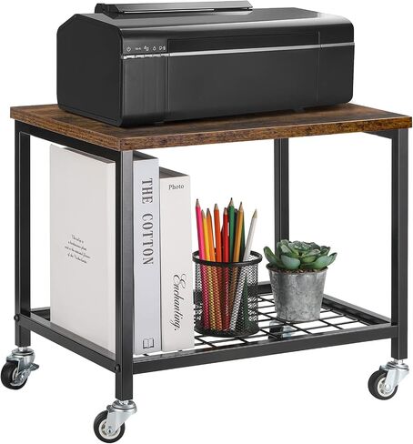 Printer Cart White Printer Stand Rack with Wheels Under Desk Printer Table with Storage 2 Tier Rolling Printer Holder for Desk Shelf Organizer for Scanner Fax Machine Home Printers Holder in Saudi Arabia