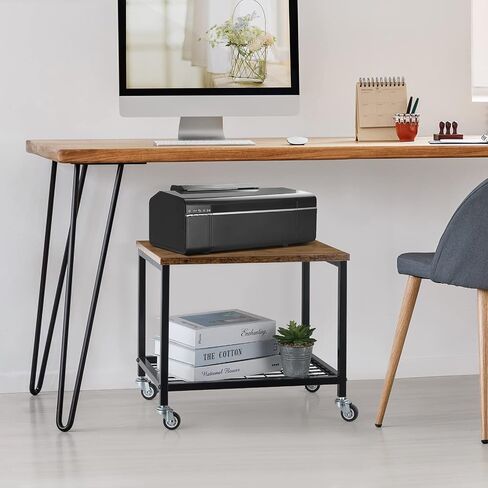 Printer Cart White Printer Stand Rack with Wheels Under Desk Printer Table with Storage 2 Tier Rolling Printer Holder for Desk Shelf Organizer for Scanner Fax Machine Home Printers Holder in Saudi Arabia