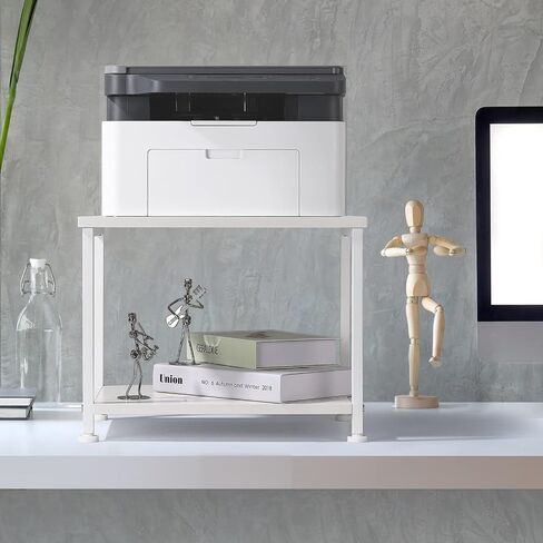 Printer Cart White Printer Stand Rack with Wheels Under Desk Printer Table with Storage 2 Tier Rolling Printer Holder for Desk Shelf Organizer for Scanner Fax Machine Home Printers Holder in Saudi Arabia