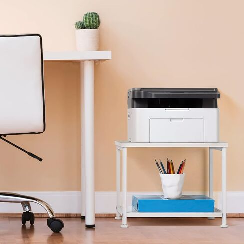 Printer Cart White Printer Stand Rack with Wheels Under Desk Printer Table with Storage 2 Tier Rolling Printer Holder for Desk Shelf Organizer for Scanner Fax Machine Home Printers Holder in Saudi Arabia