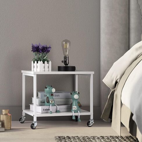 Printer Cart White Printer Stand Rack with Wheels Under Desk Printer Table with Storage 2 Tier Rolling Printer Holder for Desk Shelf Organizer for Scanner Fax Machine Home Printers Holder in Saudi Arabia