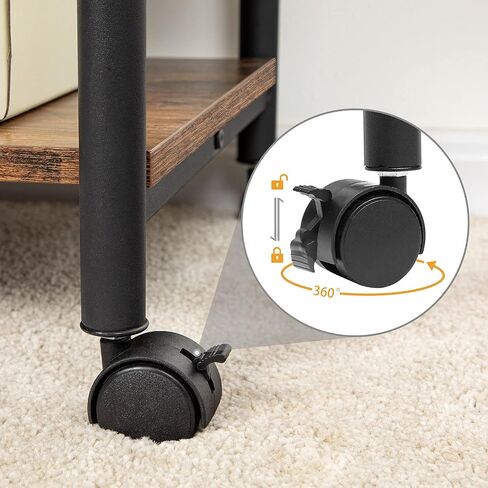 HOOBRO Printer Stand, 2-Tier Industrial Under Desk Printer Cart with Shelf, Mobile Heavy Duty Storage Rack on Wheels for Home, Office, Rustic Brown and Black BF02PS01G1 in Saudi Arabia