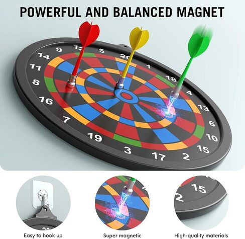 Magnetic Dart Board with Magnetic Darts Kids Adult Safe Dart Board Set for Boys Girls Easy Hanging Classic Dart Board Toys Indoor Outdoors Party Games in Saudi Arabia