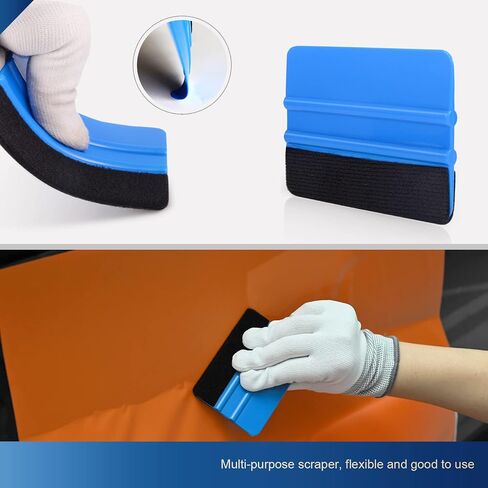 EHDIS 50pcs Vinyl Squeegee Bulk Felt Edge Squeegee 4 Inch Car Vinyl Scraper Decal Applicator Window Tint Tool with Black Fabric Felt Edge-Blue in Saudi Arabia