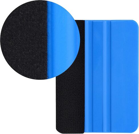 EHDIS 50pcs Vinyl Squeegee Bulk Felt Edge Squeegee 4 Inch Car Vinyl Scraper Decal Applicator Window Tint Tool with Black Fabric Felt Edge-Blue in Saudi Arabia