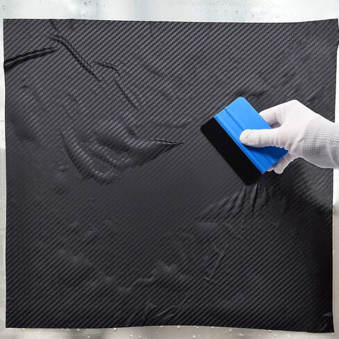 EHDIS 50pcs Vinyl Squeegee Bulk Felt Edge Squeegee 4 Inch Car Vinyl Scraper Decal Applicator Window Tint Tool with Black Fabric Felt Edge-Blue in Saudi Arabia