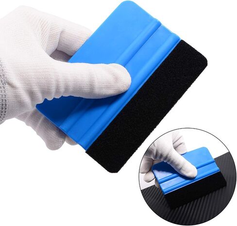 EHDIS 50pcs Vinyl Squeegee Bulk Felt Edge Squeegee 4 Inch Car Vinyl Scraper Decal Applicator Window Tint Tool with Black Fabric Felt Edge-Blue in Saudi Arabia