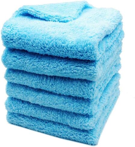 Edgeless Microfiber Towel Car Drying Wash Buffing 6Pack 16"x16" Ultra Plush 450gsm Detailing Cloth (Gray) in Kuwait