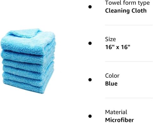 Edgeless Microfiber Towel Car Drying Wash Buffing 6Pack 16"x16" Ultra Plush 450gsm Detailing Cloth (Gray) in Kuwait