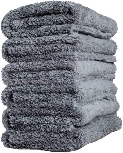 Edgeless Microfiber Towel Car Drying Wash Buffing 6Pack 16"x16" Ultra Plush 450gsm Detailing Cloth (Gray) in Kuwait