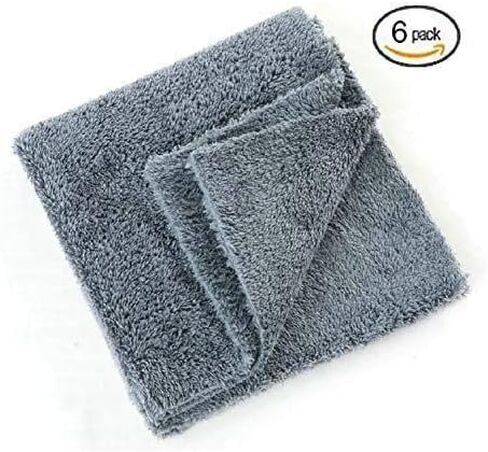 Edgeless Microfiber Towel Car Drying Wash Buffing 6Pack 16"x16" Ultra Plush 450gsm Detailing Cloth (Gray) in Kuwait