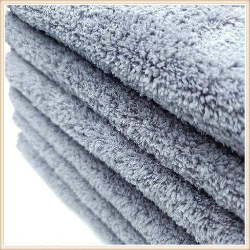 Edgeless Microfiber Towel Car Drying Wash Buffing 6Pack 16"x16" Ultra Plush 450gsm Detailing Cloth (Gray) in Kuwait