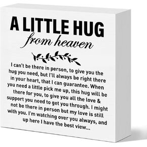 Memorial Sympathy Gifts for Loss of Loved One, Sympathy Gifts for Mom Dad Loss of Infant Baby Child Son Daughter Remembrance Bereavement Condolence Gifts Wooden Sign, A Letter Hug From Heaven