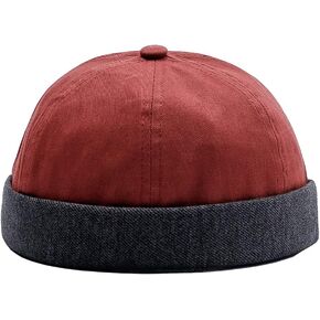 Unisex Solid Color Vintage Rolled Cuff Brimless Docker Hat No Brim Harbour Hats Street Outdoors