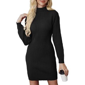 Women's Oversized Sweater Dress Turtleneck Long Sleeve Bodycon 2025 Fall Winter Casual Mini Dress
