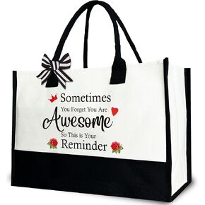 Sometimes You Forget You are Awesome So This is Your Reminder Tote Bag for Women, You are Awesome Inspirational Canvas Tote Bag, Birthday Thank You Gift for Friends, Boss lady, Coworker, 12x17 inch