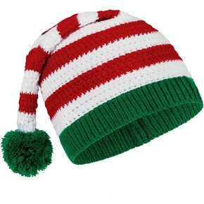 American Trends Slouchy Santa Hats Adult Christmas Santa Beanies for Women Men Elf Hat Holiday Knit Santa Hat Christmas Cap