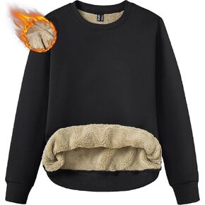 TACVASEN Womens Sherpa Lined Sweatshirts Casual Crewneck Cute Fleece Pullover Long Sleeve Thermal Shirts