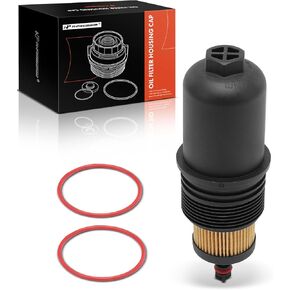 A-Premium Oil Filter Housing Cap Assembly Compatible with Ford F-150, Explorer, Fusion, Edge, Bronco & Lincoln MKZ, MKX, Continental, Aviator, Oil Filter Housing Cover, # FT4Z6A832A, FT4Z6A832B