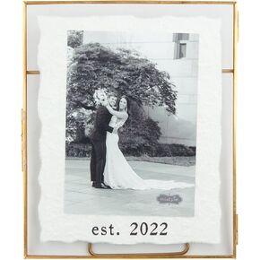 Mud Pie 5 x7 Est 2022 Wedding Brass Frame, Gold