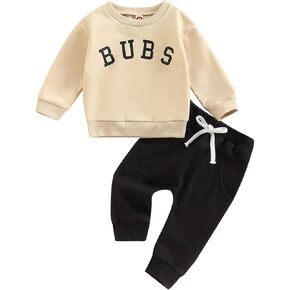 Doisbetthsay Toddler Baby Boys Fall Winter Clothes Letter Crewneck Sweatshirt Pullover Top Long Jogger Pant Outfits 2Pcs
