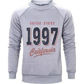 SweatyRocks Men's Crewneck Sweatshirts Solid Color Letter Printed Long Sleeve Casual Pullover Shirt
