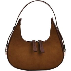 Women's Crescent Suede Shoulder Bags Fashion Suede Purse 2024 Winter Fall Vintage Hobo Handbag Daily Totes