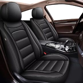 AOMSAZTO Car Seat Covers Fit for Cadillac XT5 2017-2025 Faux Leather Seat Covers with Airbag Compatible, Waterproof Car Seat Protector(Black&Grey)