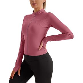Women's Athletic Full Zip Lightweight Workout Slim Fit Jacket with Thumb Holes for Warm-Up, Running,Yoga