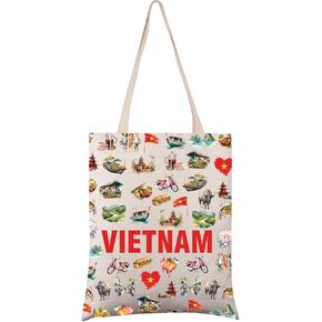 VAMSII Vietnam Gift Vietnamese Inspired Shopping Bag Vietnam Travel Tote Bag Vietnam Theme Gift