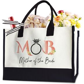 Mother of the Bride Tote Bag for Woman, Mother Tote Bag for Wedding Engagement Bridal shower, 17 x 11.8 x 7 Inches