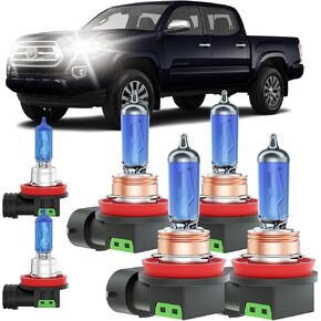 Tacoma Halogen Bulbs Fits For 2016-2023 Toyota Tacoma Halogen Fog Lights Bulbs Combo, Ultra Bright 5000K White Bulbs, 12V-100W, Pack of 6