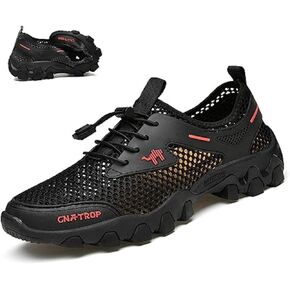 KCTRFSJ Men's Portable Tied Orthopedic Hiking Quick-drying Sneakers,Summer Mesh Breathable Lightweight Outdoor Trail Running Wading Shoes Non-Slip Walking Shoes
