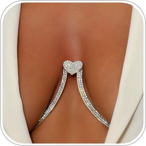Rhinestone Heart Chest Bracket Bra Chain Sexy Beach Bikini Body Chain Jewelry for Women Rave