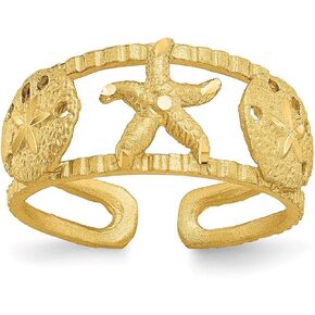 14k Yellow Gold Sea shell Nautical Starfish Toe Ring - Toe Ring for Women
