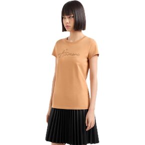 Armani Exchange Women's Slim Fit Textured Signature Logo Tee