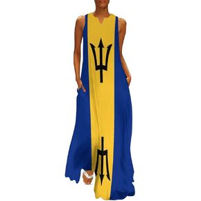 TAIZIYEAH Long Dress Elegant Casual Long Dress Haiti Flag Girls Summer Sunshine Beach Skirts for Womens L