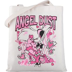 WSNANG Demon Hotel Tote Bag Hazbin Anime Merch Angel Dust Fans Shoulder Bag Dark Animation Lover Gift