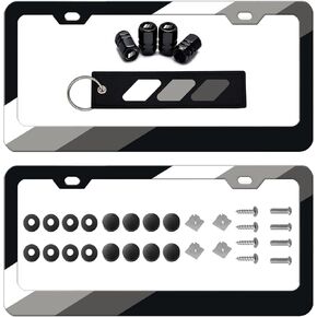 2 Pack Tri-Color 3 Color License Plate Frame Holder Cover, Car Tire Valve Stem Caps Cover Compatible with Toyota Car Accessories. (Yellow Red 2 Holes)
